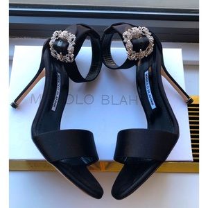 Brand New Manolo Blahnik Sanghal 105 Satin Sandals